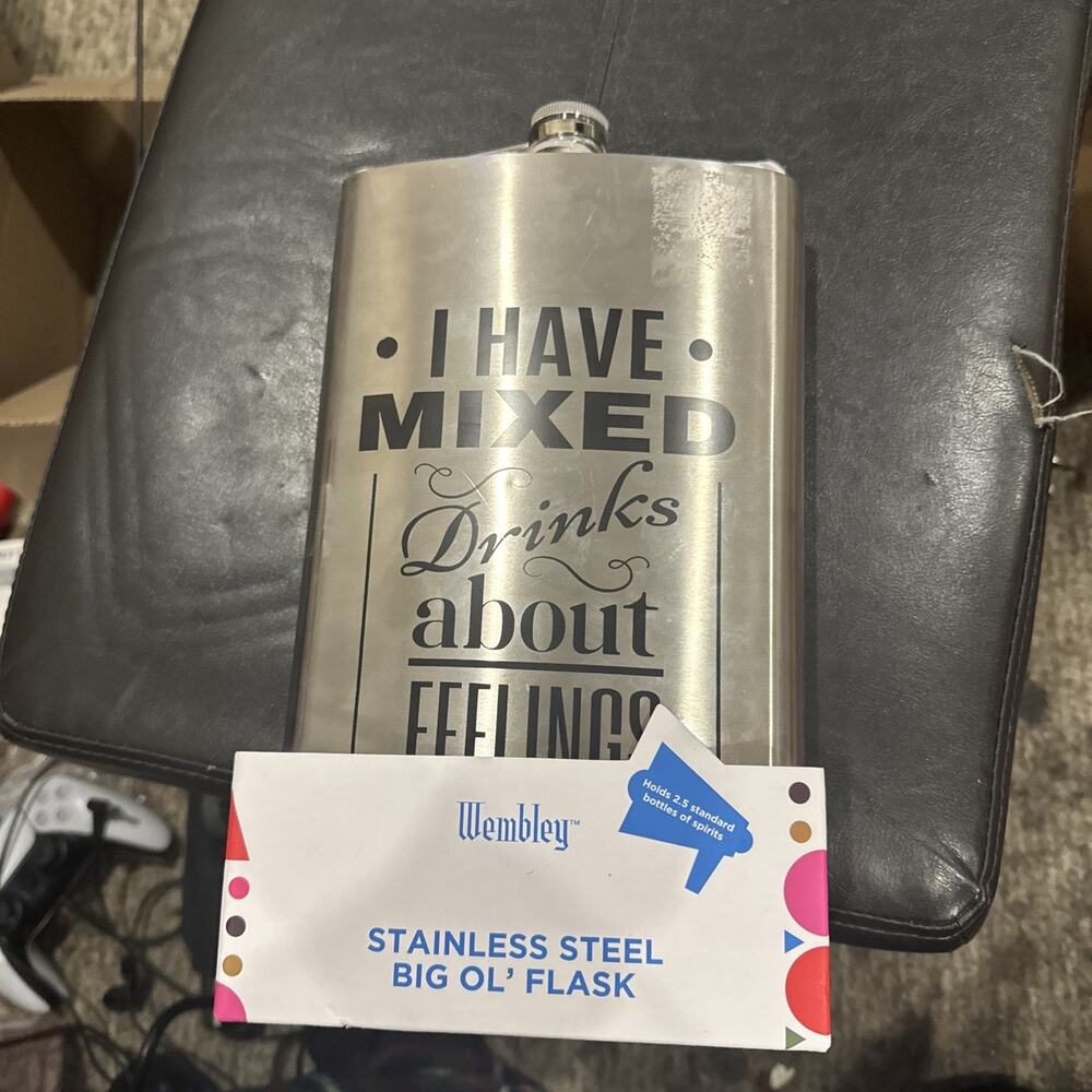 Big Ol’ Flask I Have Mixed Drinks About Feelings Stainless Steel 64 oz